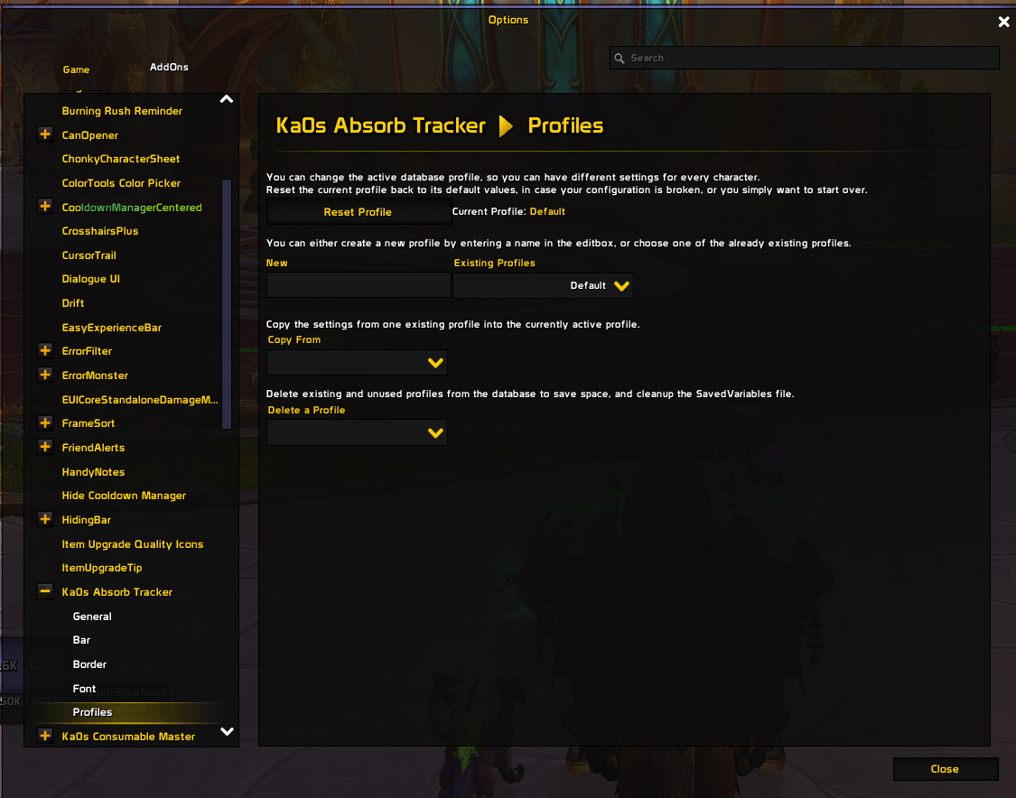 Settings Panel