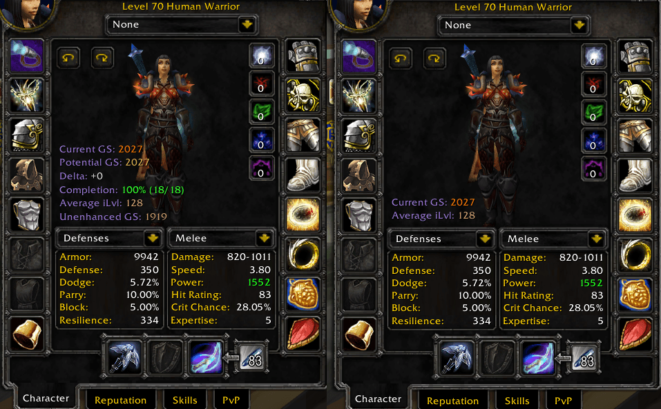 Local Character window summary shown in Detailed mode and Basic mode.