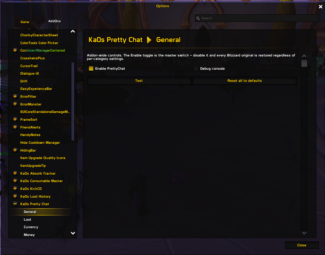 Settings Panel