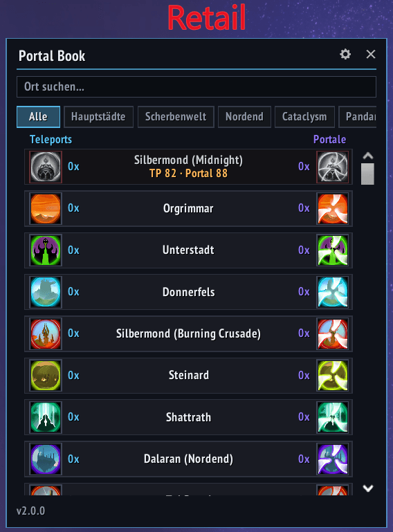 Retail Interface (Screenshot in German)
