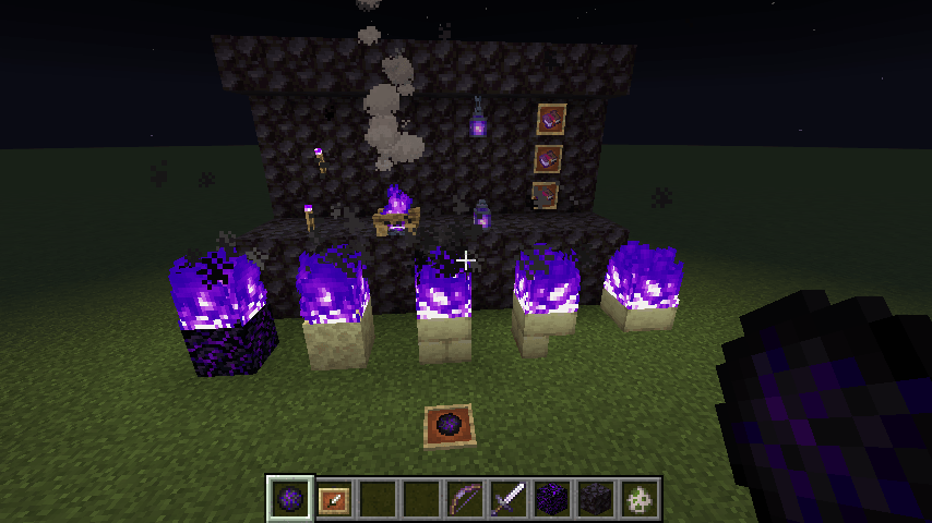 a showcase of all the fire that is included. also shows all valid source blocks for the fire.