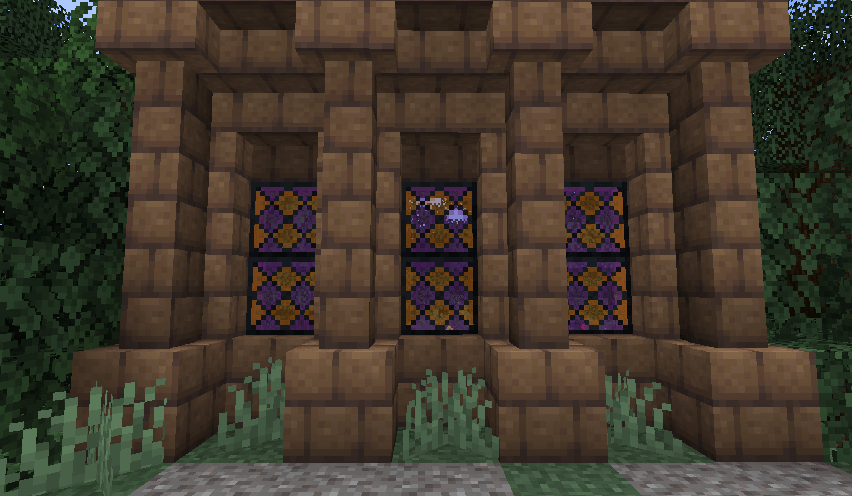 A small altar with leaded glass.