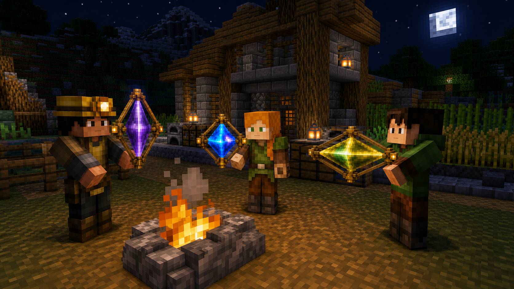 Promotional render - Specialists, natural players, and generalists develop visibly different Prism silhouettes that express how each player approaches Minecraft.