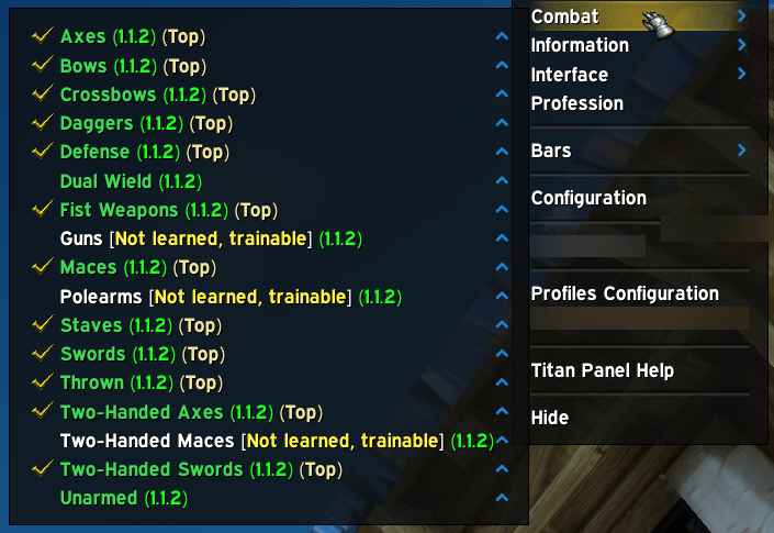 Show all skills for my class (Warrior)