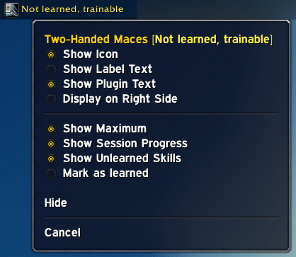 Right-click on a skill you don't have yet