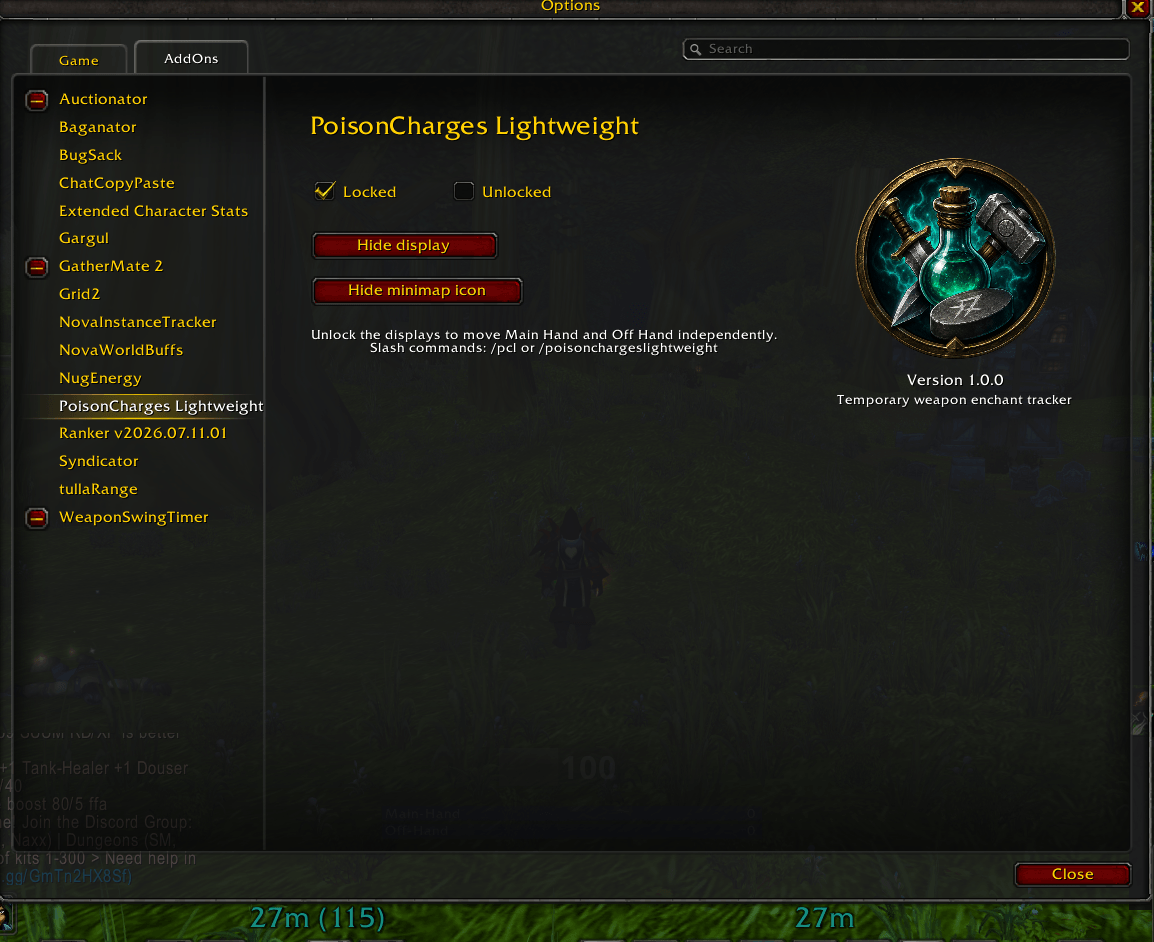 Options menu