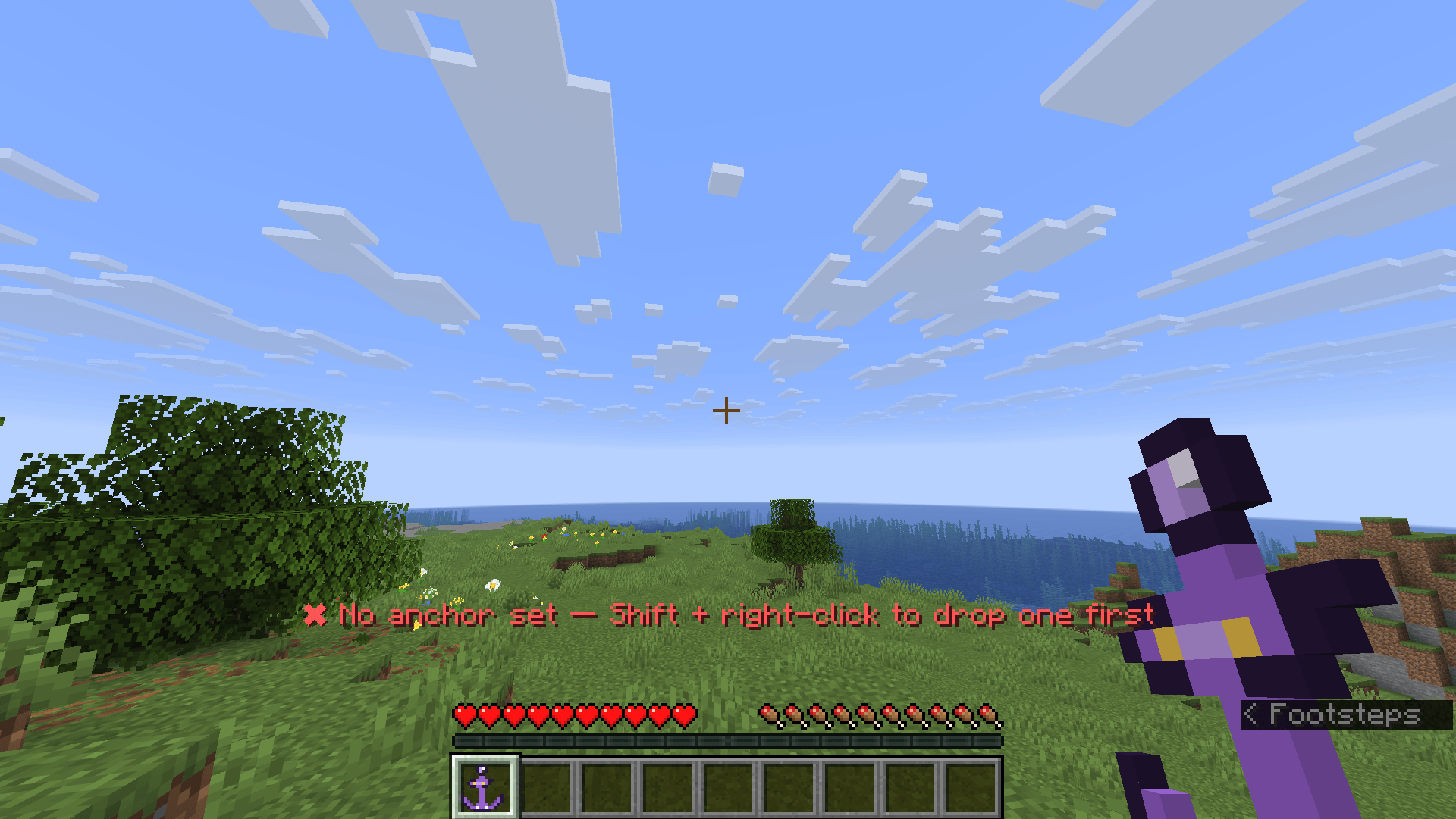 Try to rewind with no anchor and the Time Anchor reminds you to drop one — no accidental teleports.