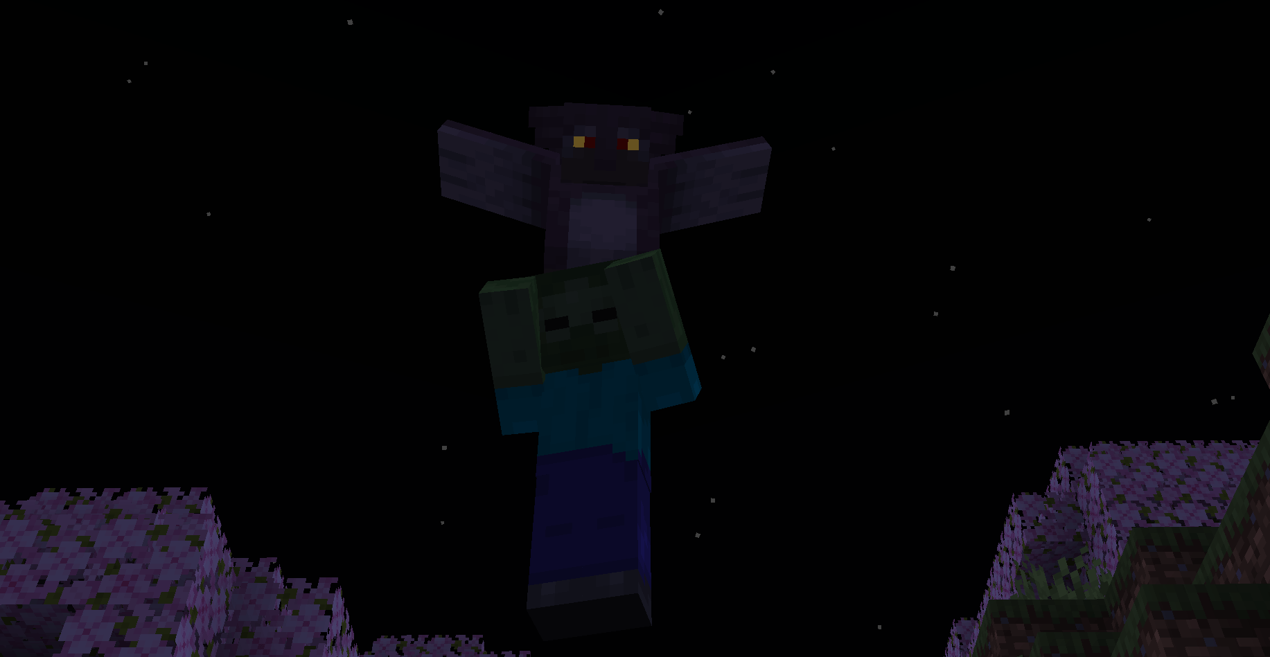 A harpy about to drop a zombie on a player