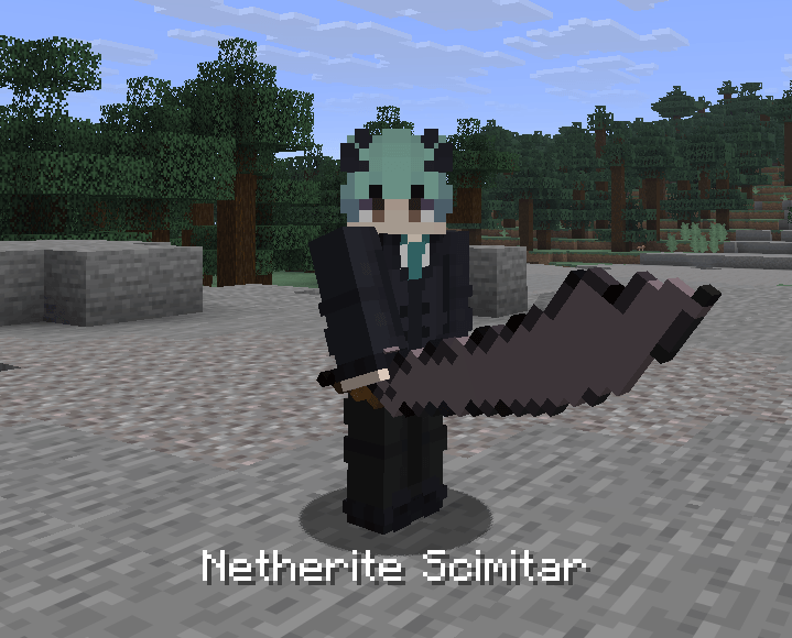 Thumbnail Nanonaitor holding a netherite Scimitar.