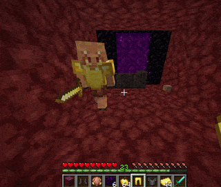 You can hand armor or weapons directly to a friendly Piglin. Doing so earns you a small amount of gold as a reward. If you hand them another piece of armor after a certain amount of time has passed, they will give you a small amount of gold again.
