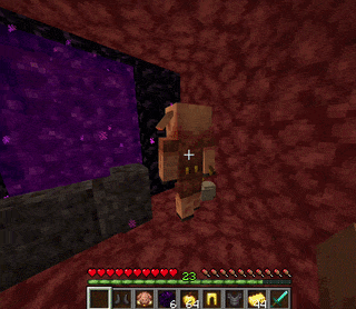 Friendly Piglins will flap their ears when they see the player holding items eligible for bartering. In addition to the items that ordinary Piglins pick up, items such as leather and pork can also be bartered.