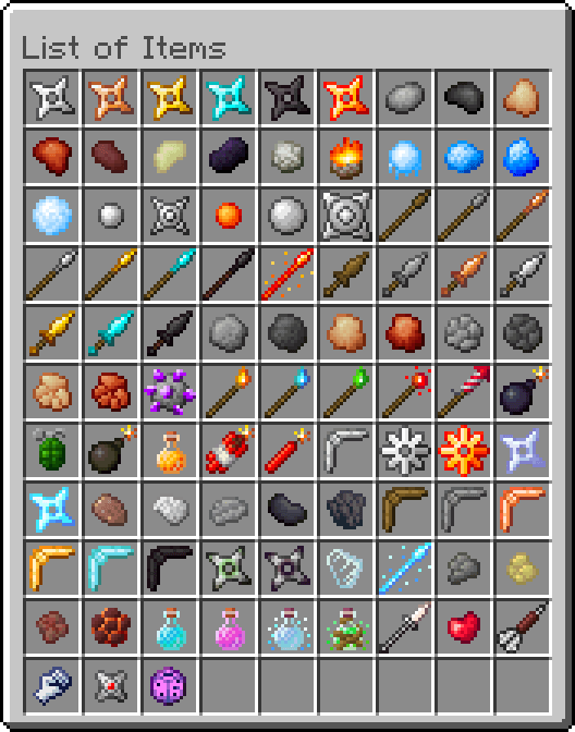 List of items in this addon (version 1.1.0)