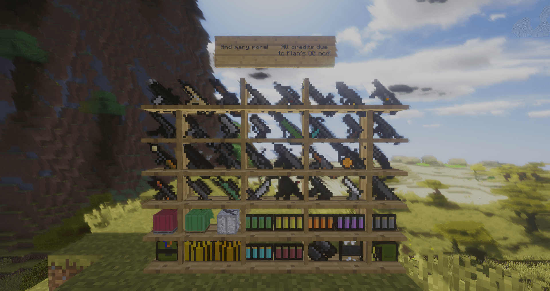 Some of the guns, ammos, blocks, showcase.