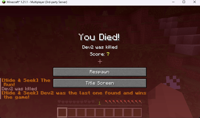 What you see when you get caught, yeah a normal death screen