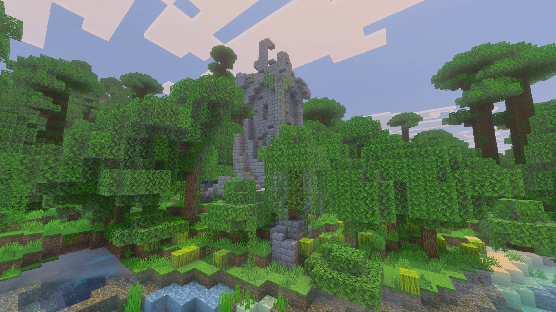 Tower like ruin in a jungle biome