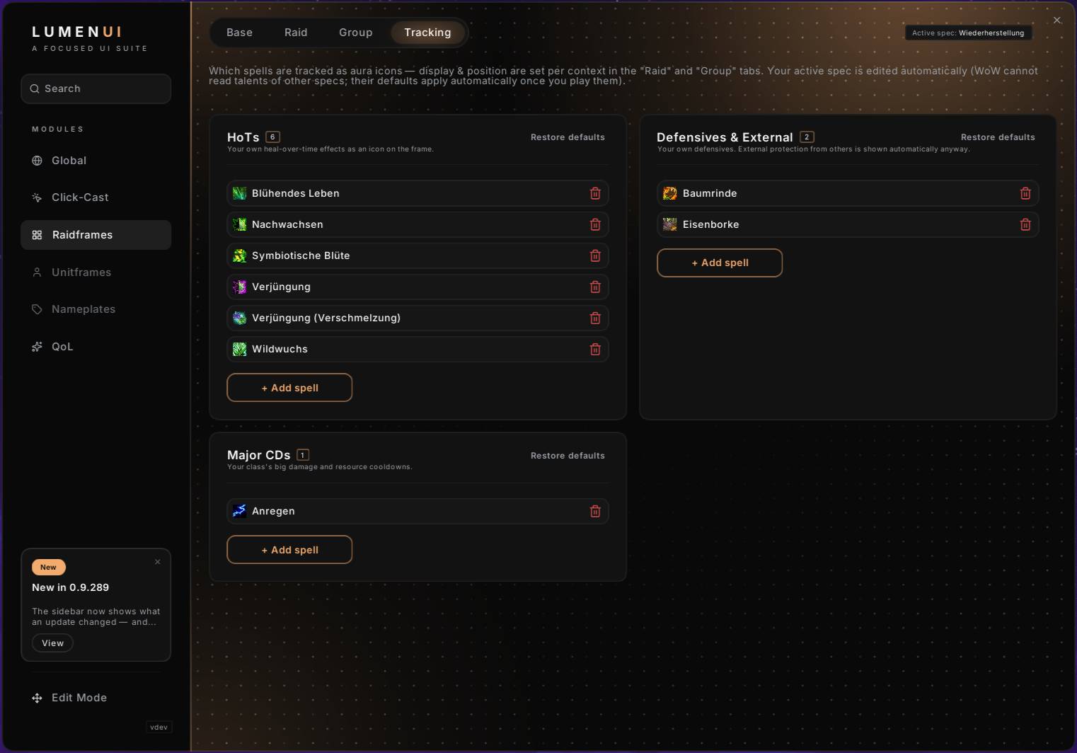 Tracking Tab