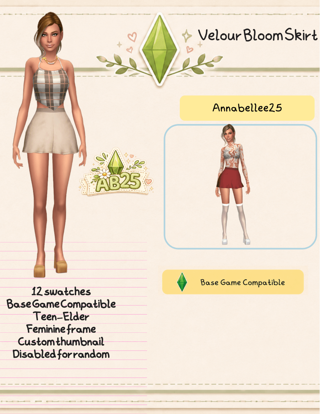 Velour Bloom Skirt