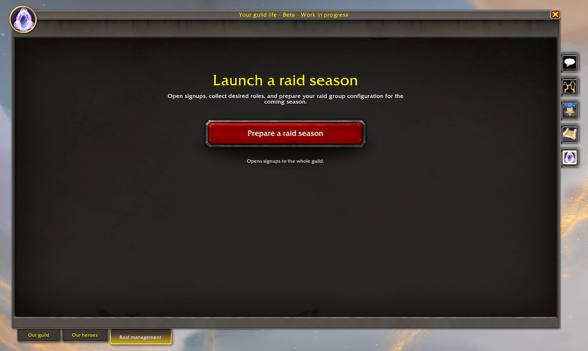 Start a new raid season and open role signups.