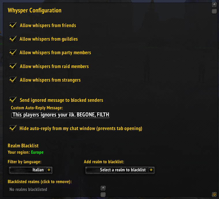 All the options you can need to customize your experience.