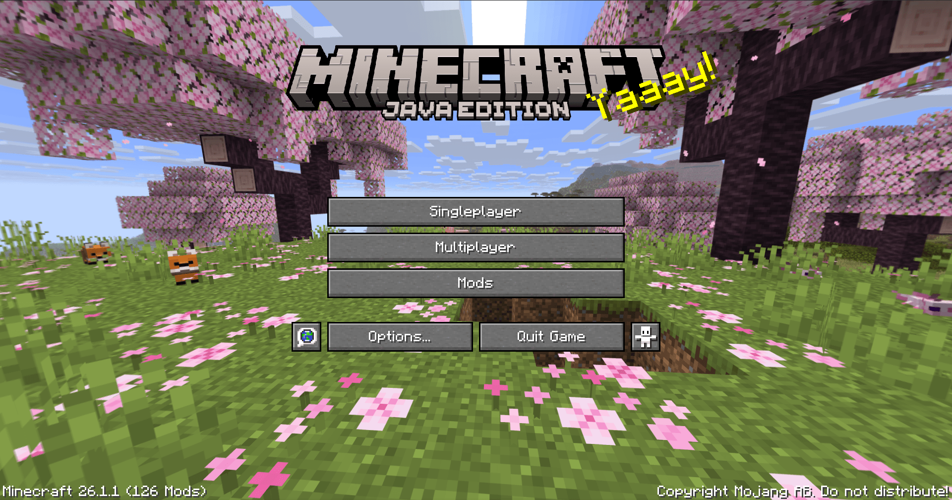 The main menu of Minecraft