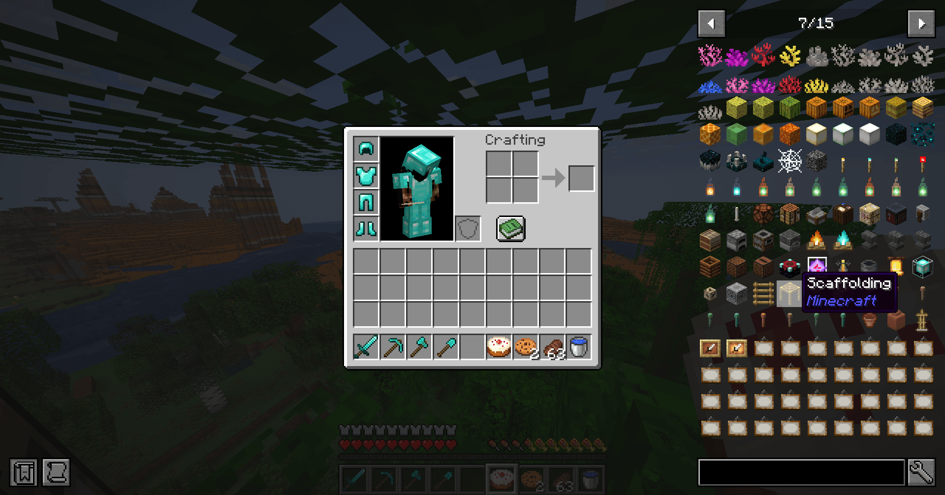 Player Inventory with 'JustEnoughItems' (JEI) to search and see how to craft which items