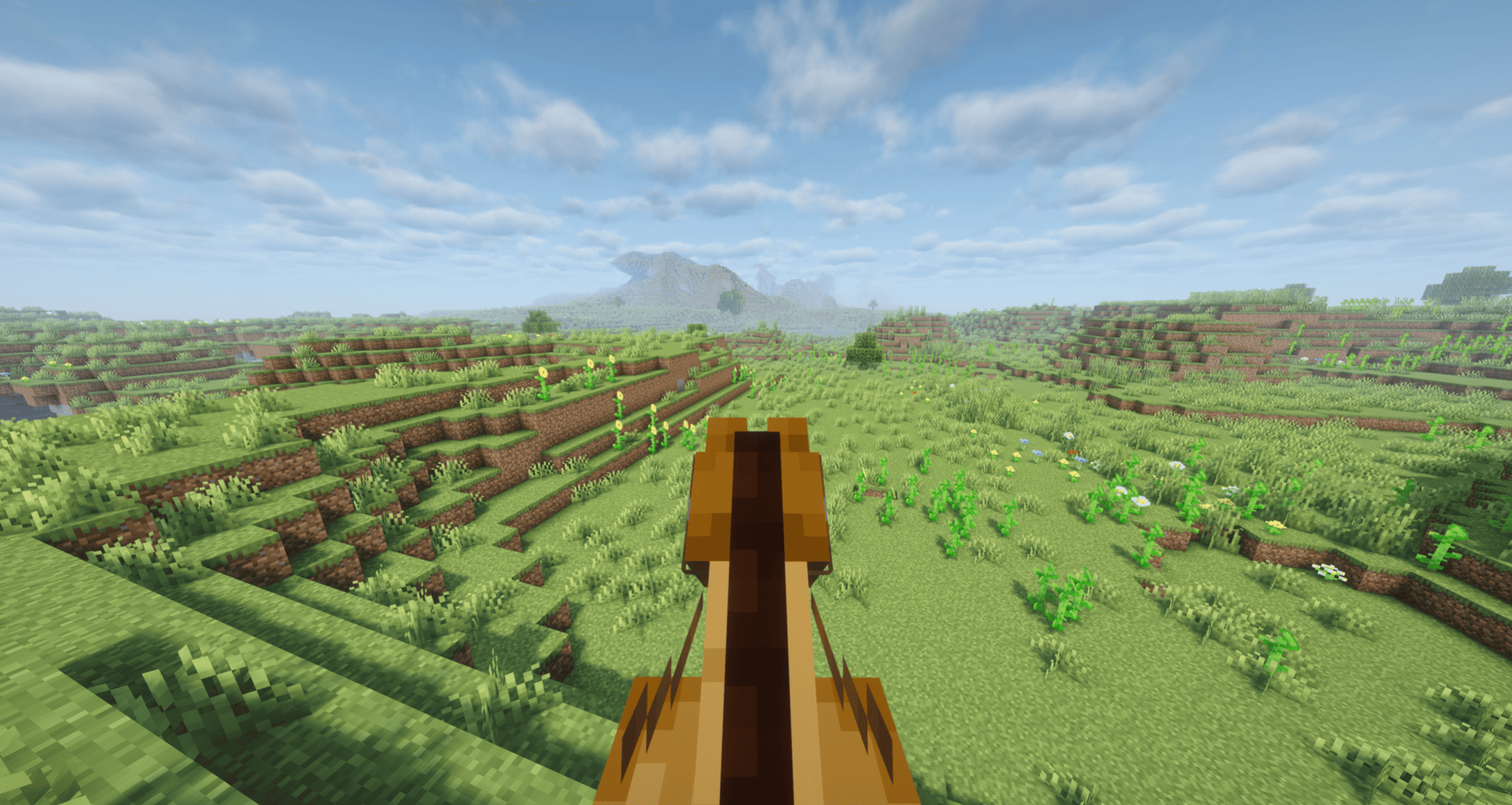 First-person POV of default view while riding horse for comparison