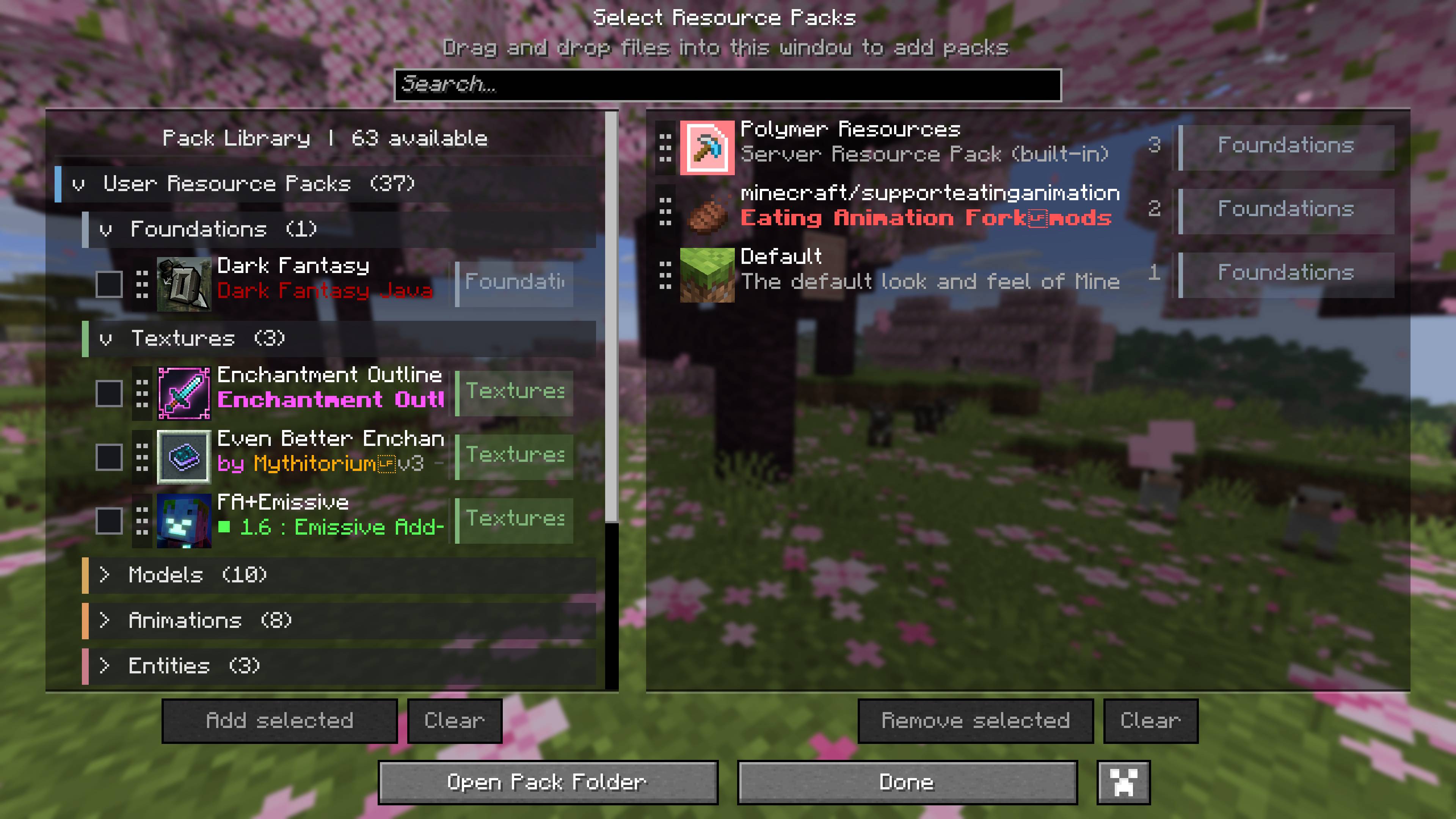 Expanded user-pack categories