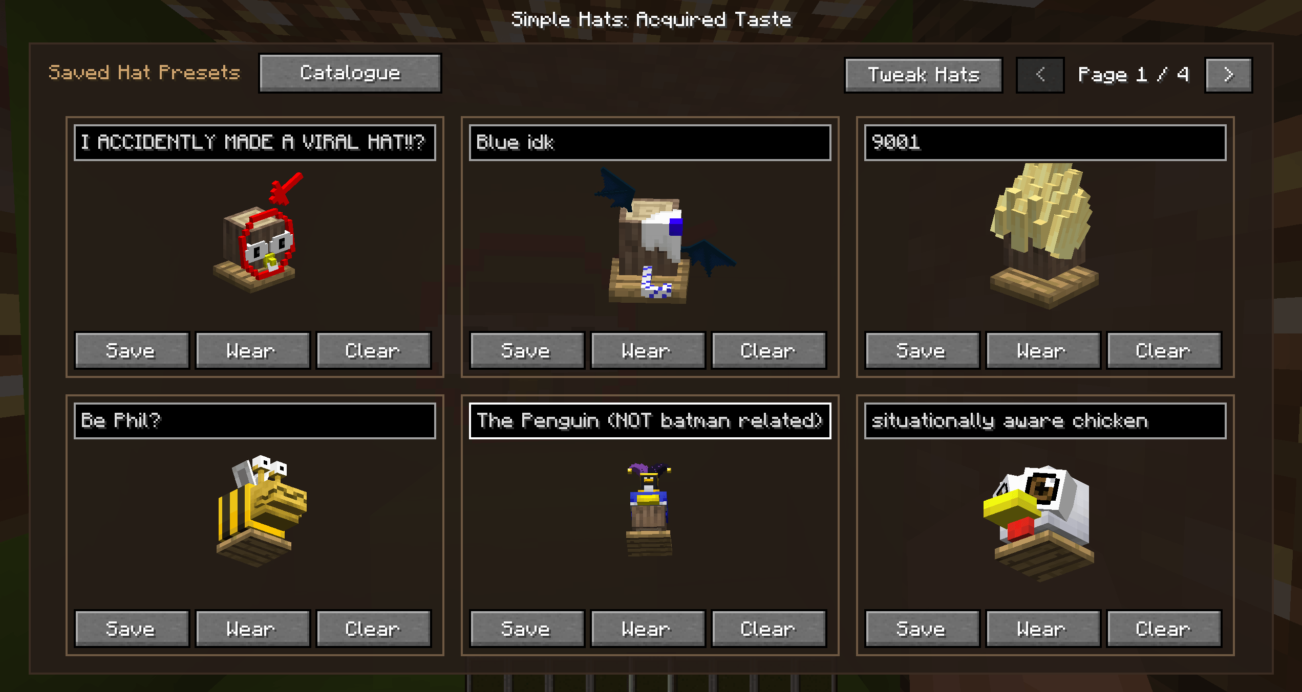 Requires Simple Hats on Hats and Acquired Taste to be installed