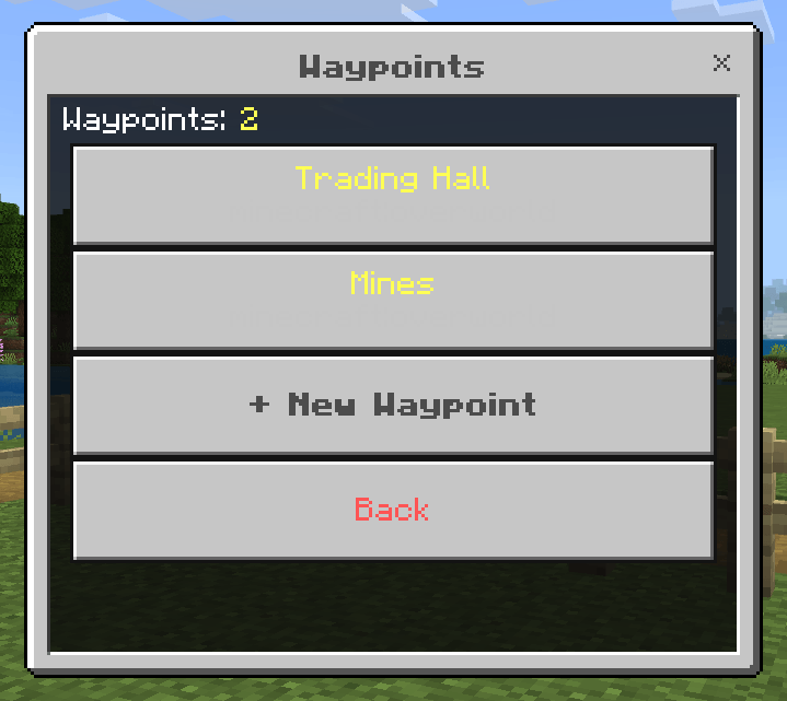 Waypoints Menu