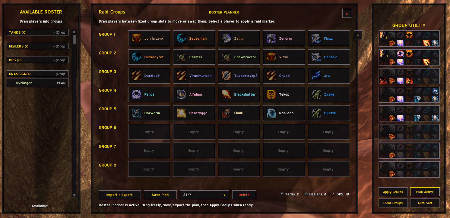 Gives the user an overview for the current raidsetup.