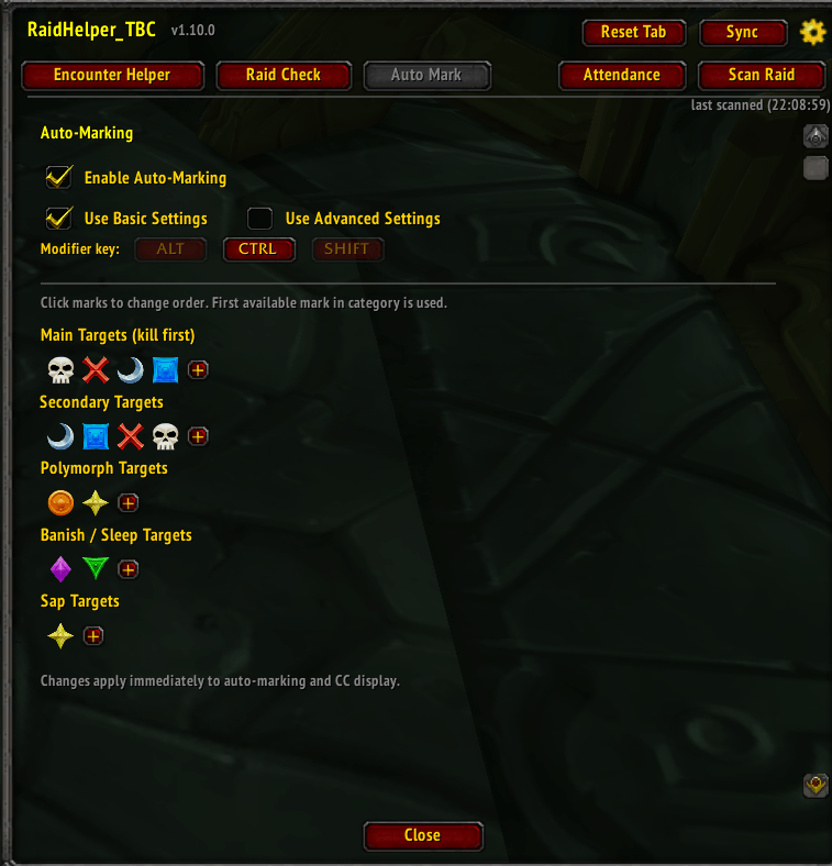 Auto marker - basic settings