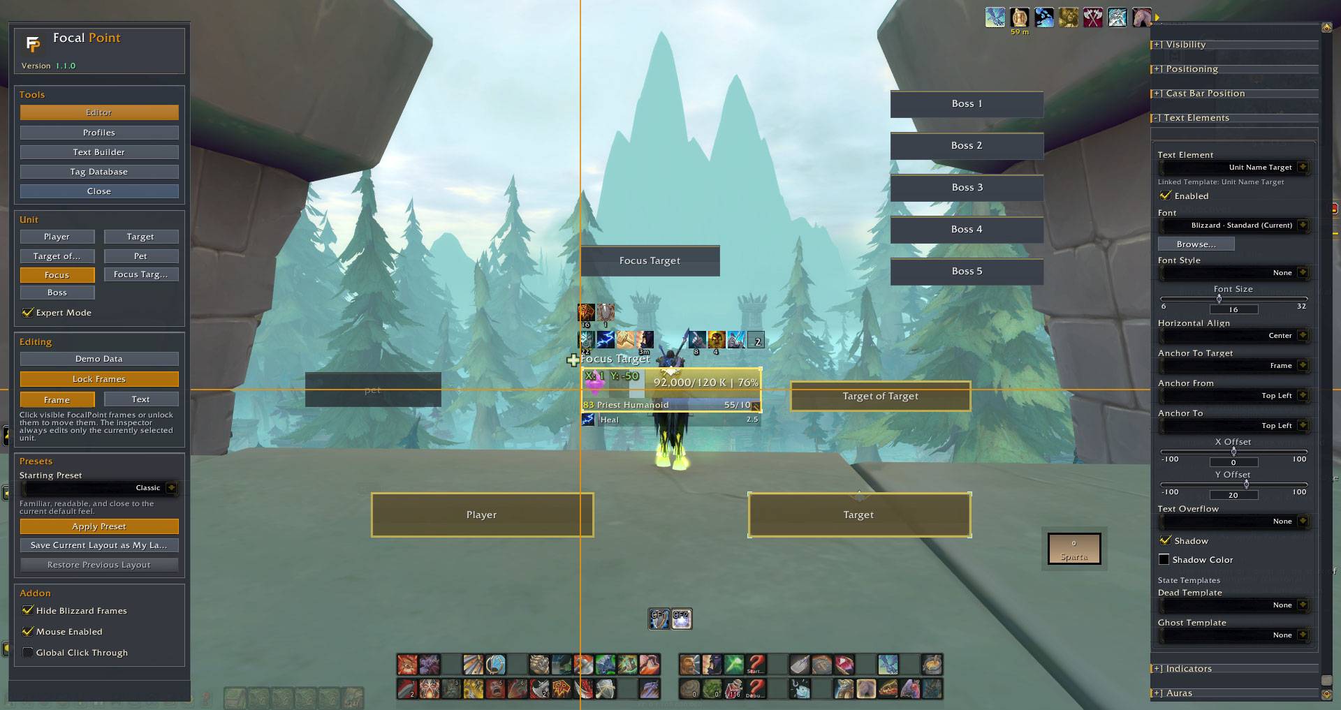 Select several unit frames at once and position them precisely with shared alignment guides.