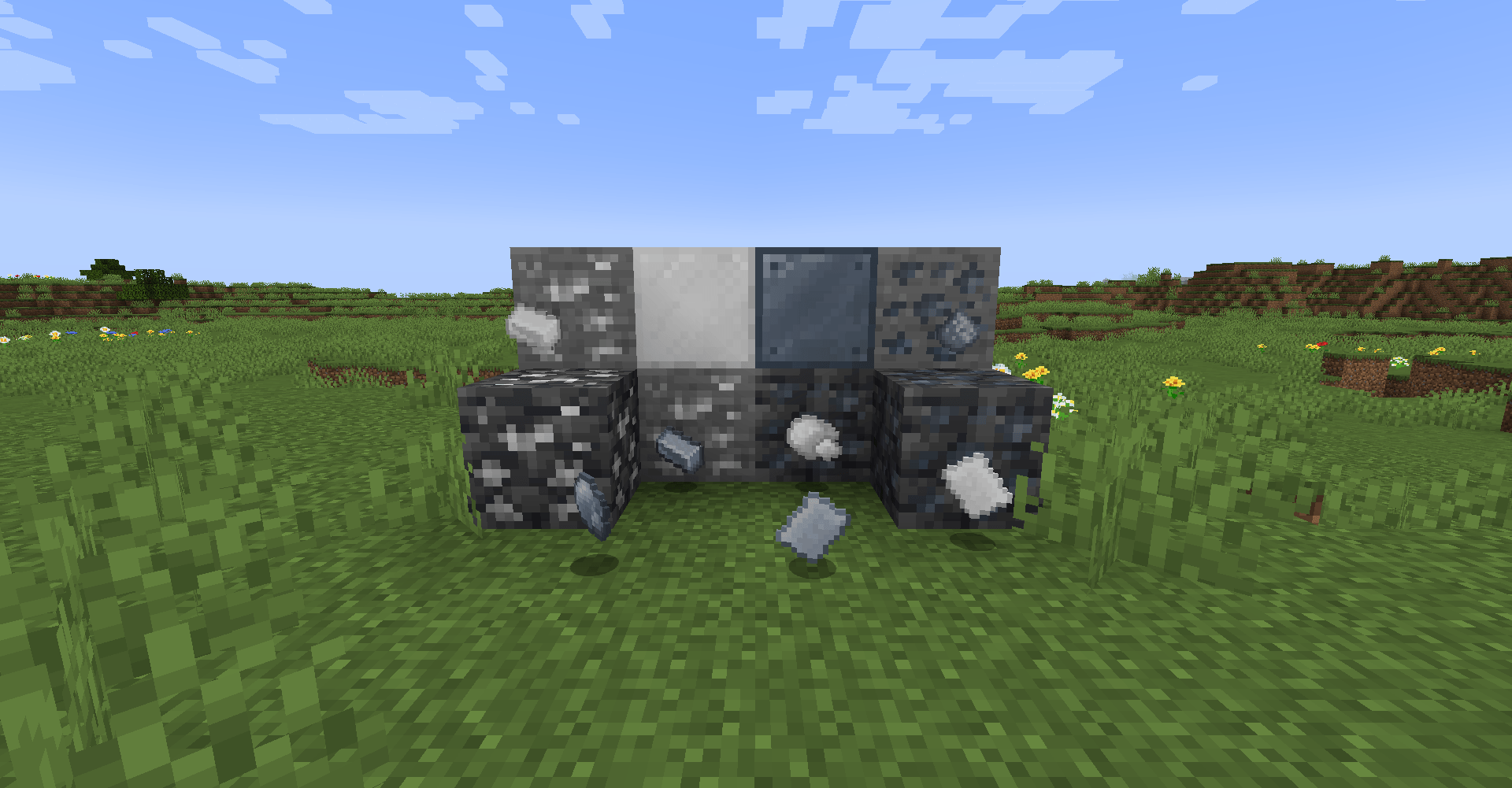 Two new ores - tin and lead complete with their own blocks, ingots, dusts, plates, and raw ores.