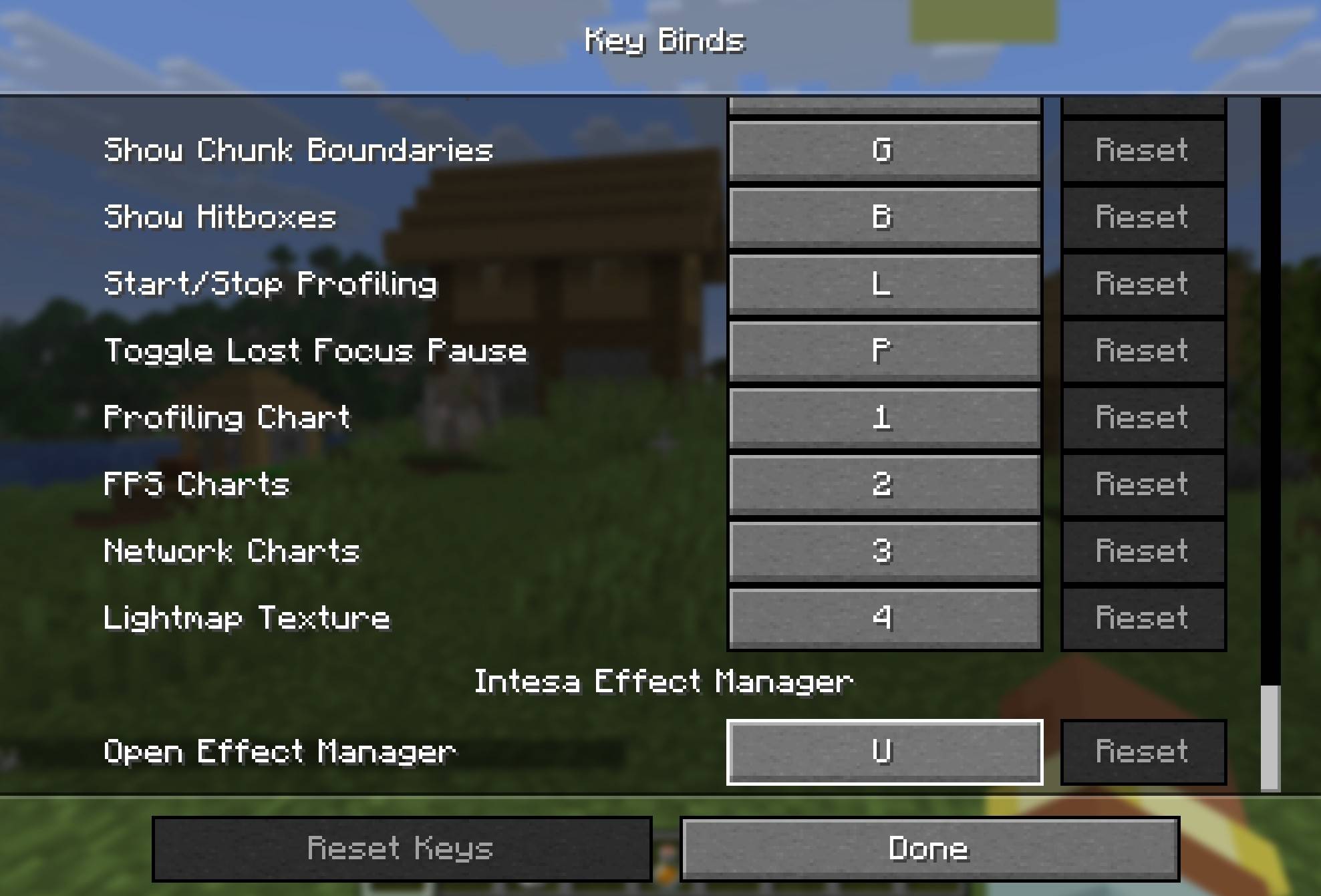 Open the Effect Manager with the default U key or change it in Minecraft controls.