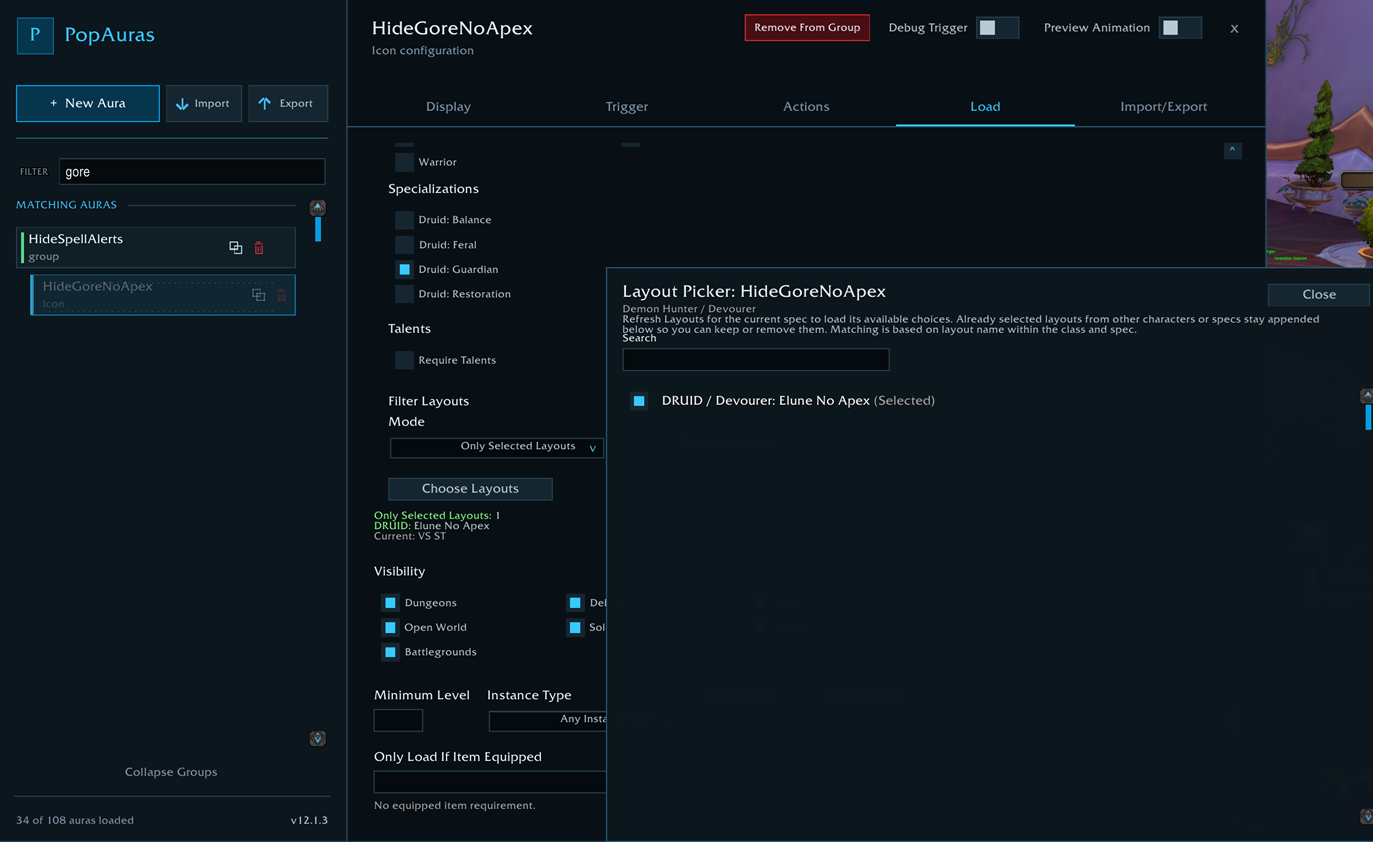 Thumbnail Hide spell alerts based on different load criteria like class, spec, and even talent loadout. No more showing Gore procs if a spec doesn't use mangle!
