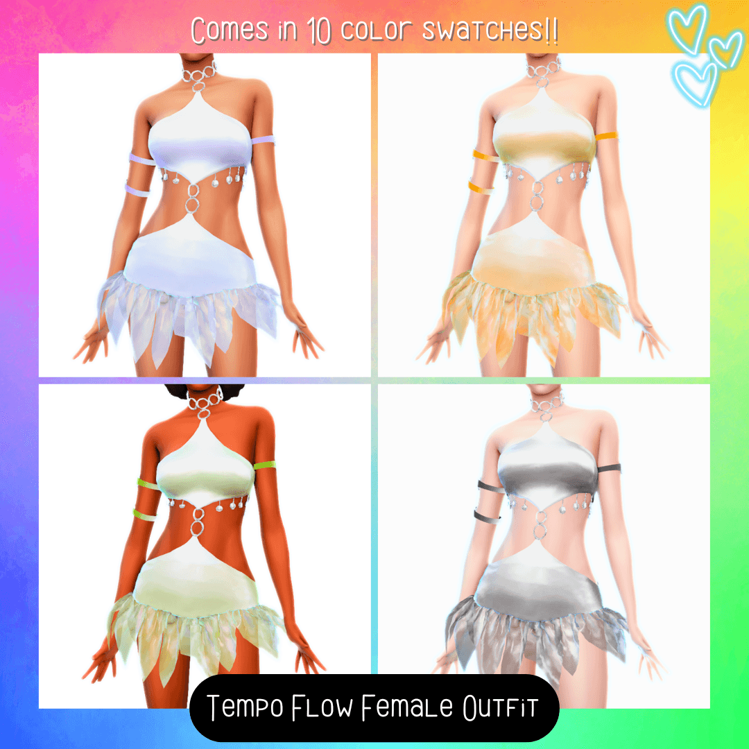 A soft flowing dance dress for your graceful Sims that comes in 10 color swatches!