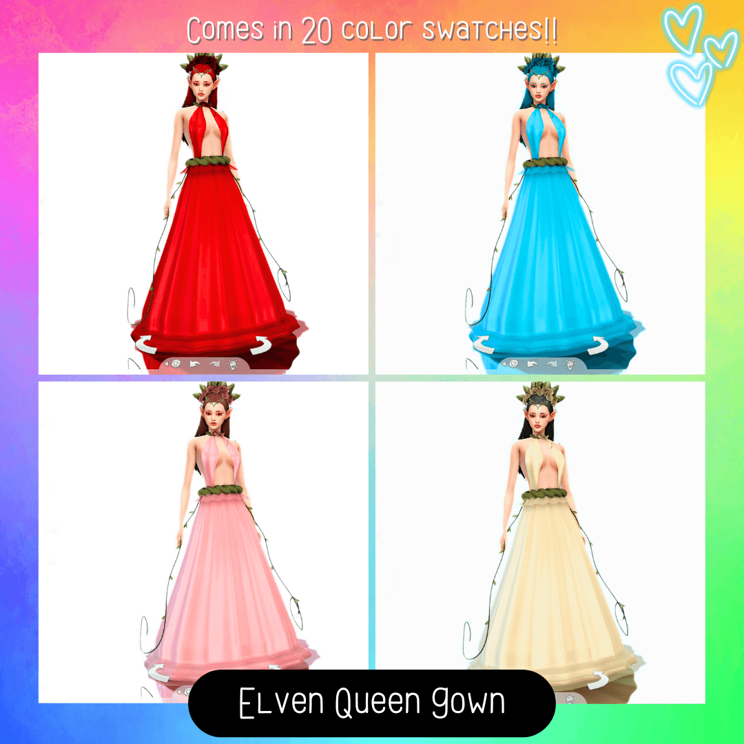 A regal fantasy gown for your ethereal Sims that comes in 20 color swatches!