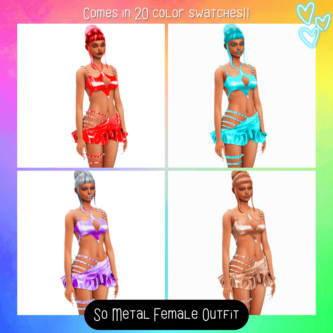 A sleek latex dress for your fierce Sims that comes in 20 color swatches!