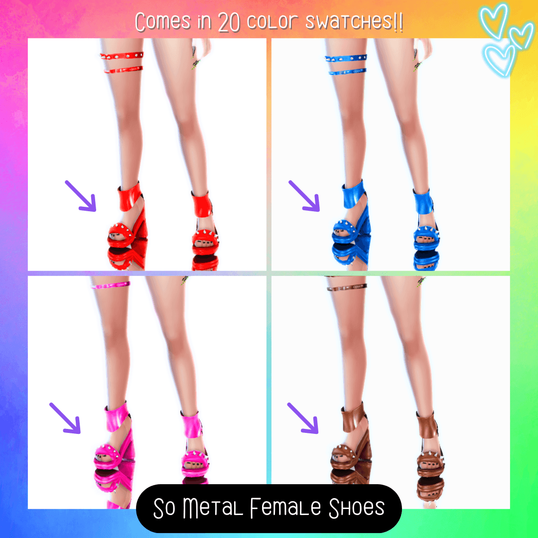 Sleek spiked heels for your fierce Sims that comes in 20 color swatches!