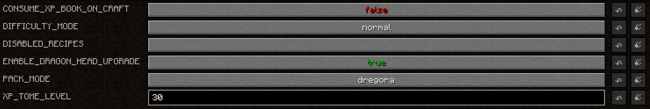 In-game config screen
