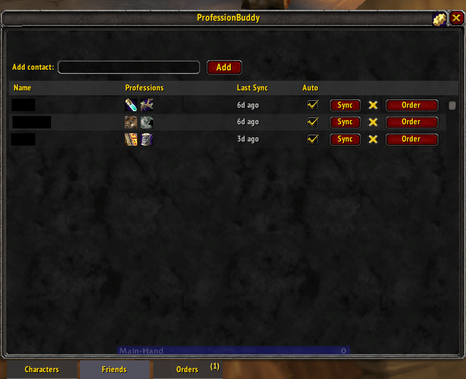 Thumbnail Maintain a ProfessionBuddy friends list