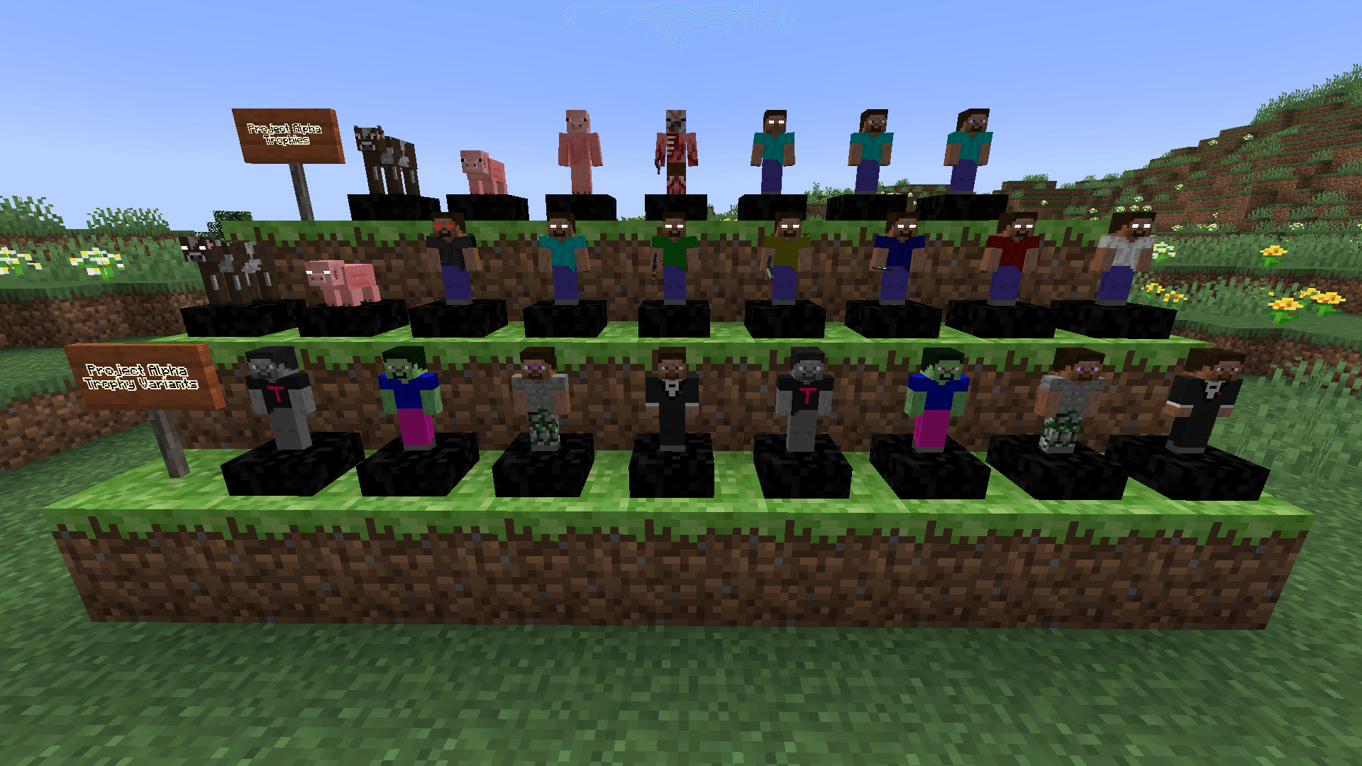15 trophies (plus variants) for all the 15 Project Alpha mobs