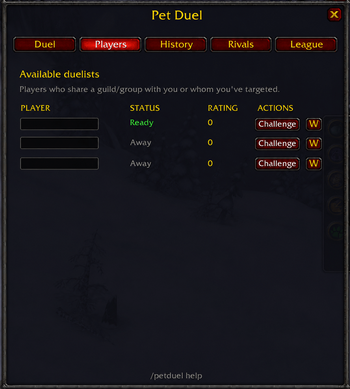 Find other pet-duel users in your guild, and challenge them to pet duels!