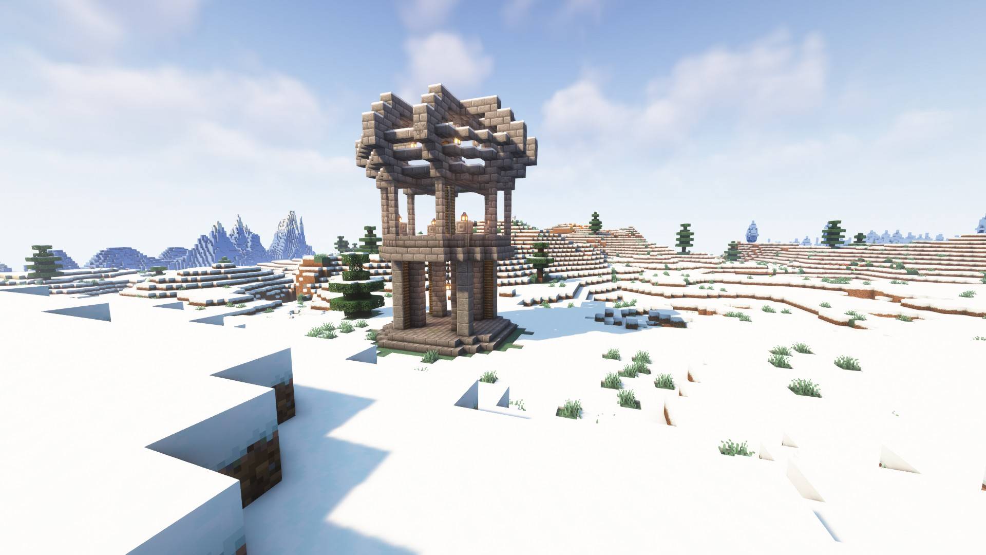 Thumbnail Towers rarely generate in mountain and cold biomes and help you find your bearings