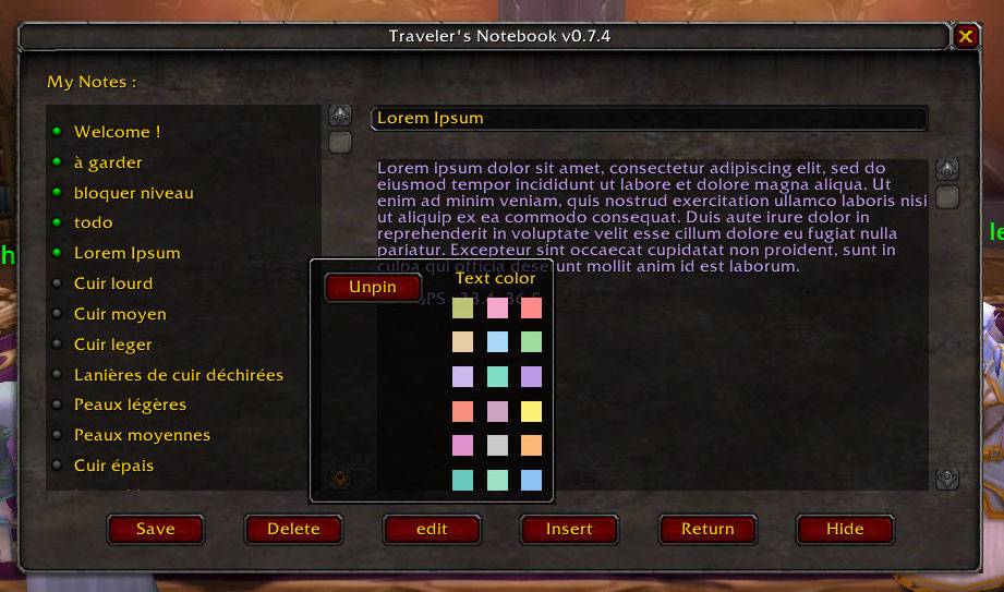 Customize your notes with different colors.