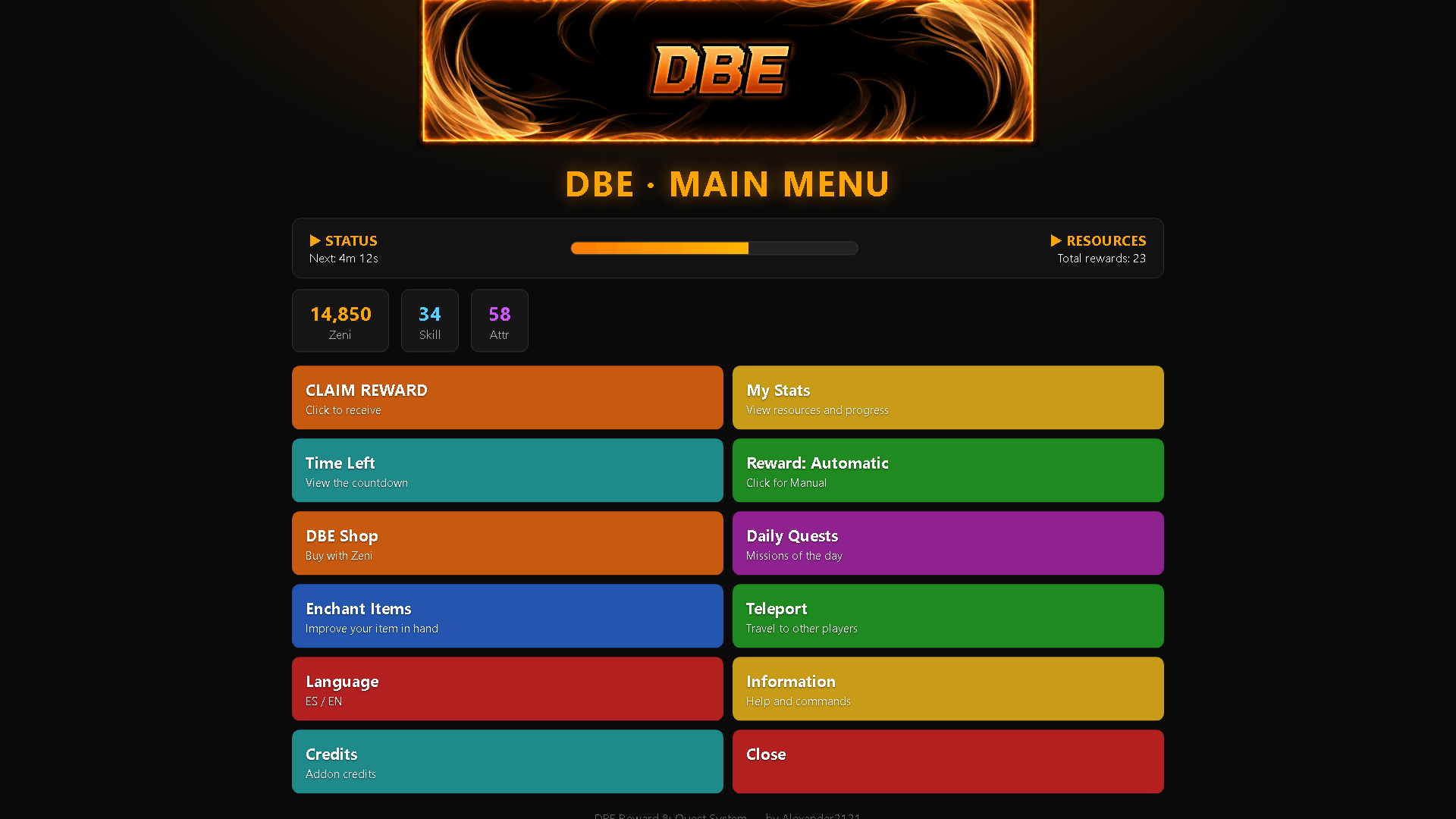 DBE Reward & Quest System — screenshot 1