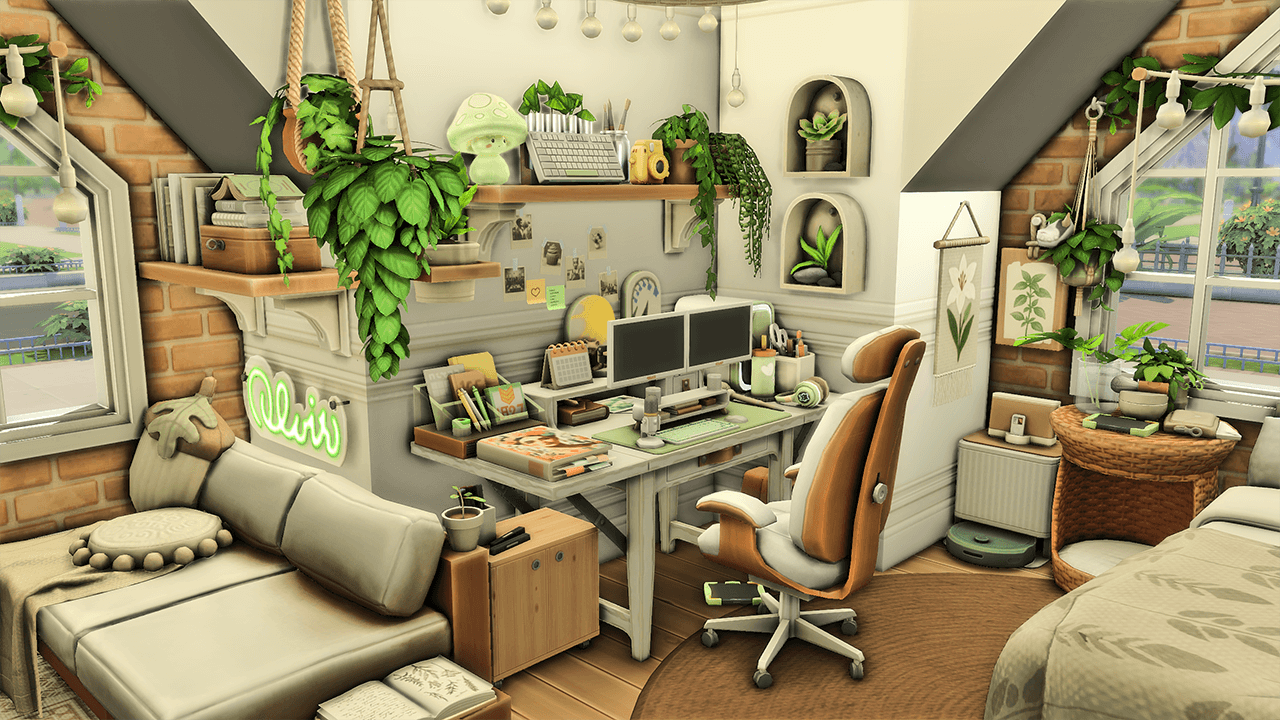 Cozy Green Botanical Gamer Loft 5.png
