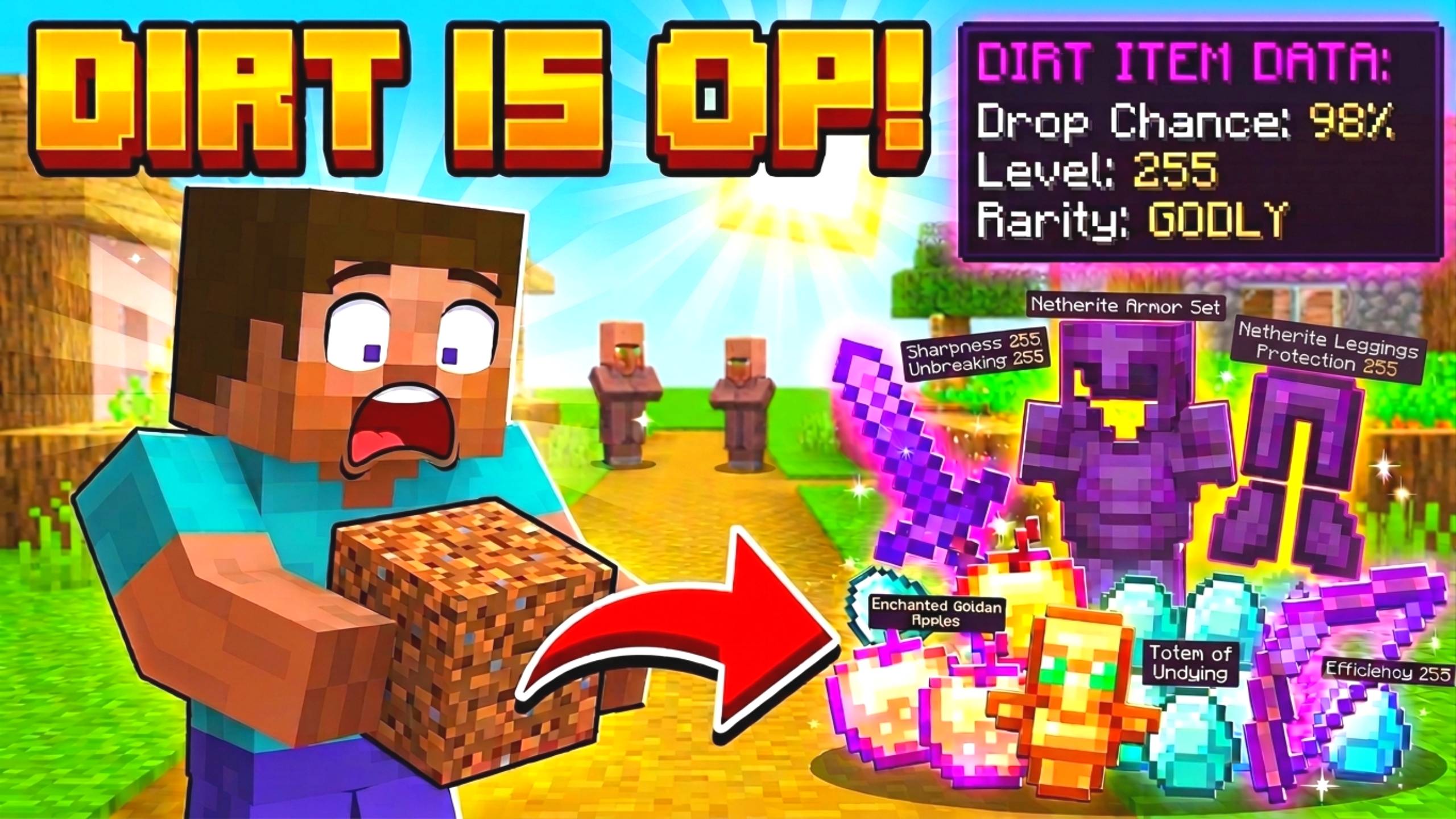 Dirt and Grass Block Drops OP Items MCPE