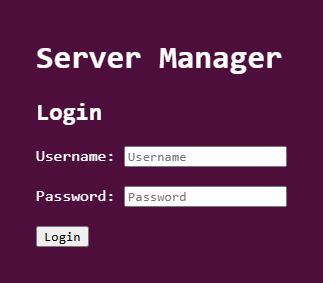 Login page