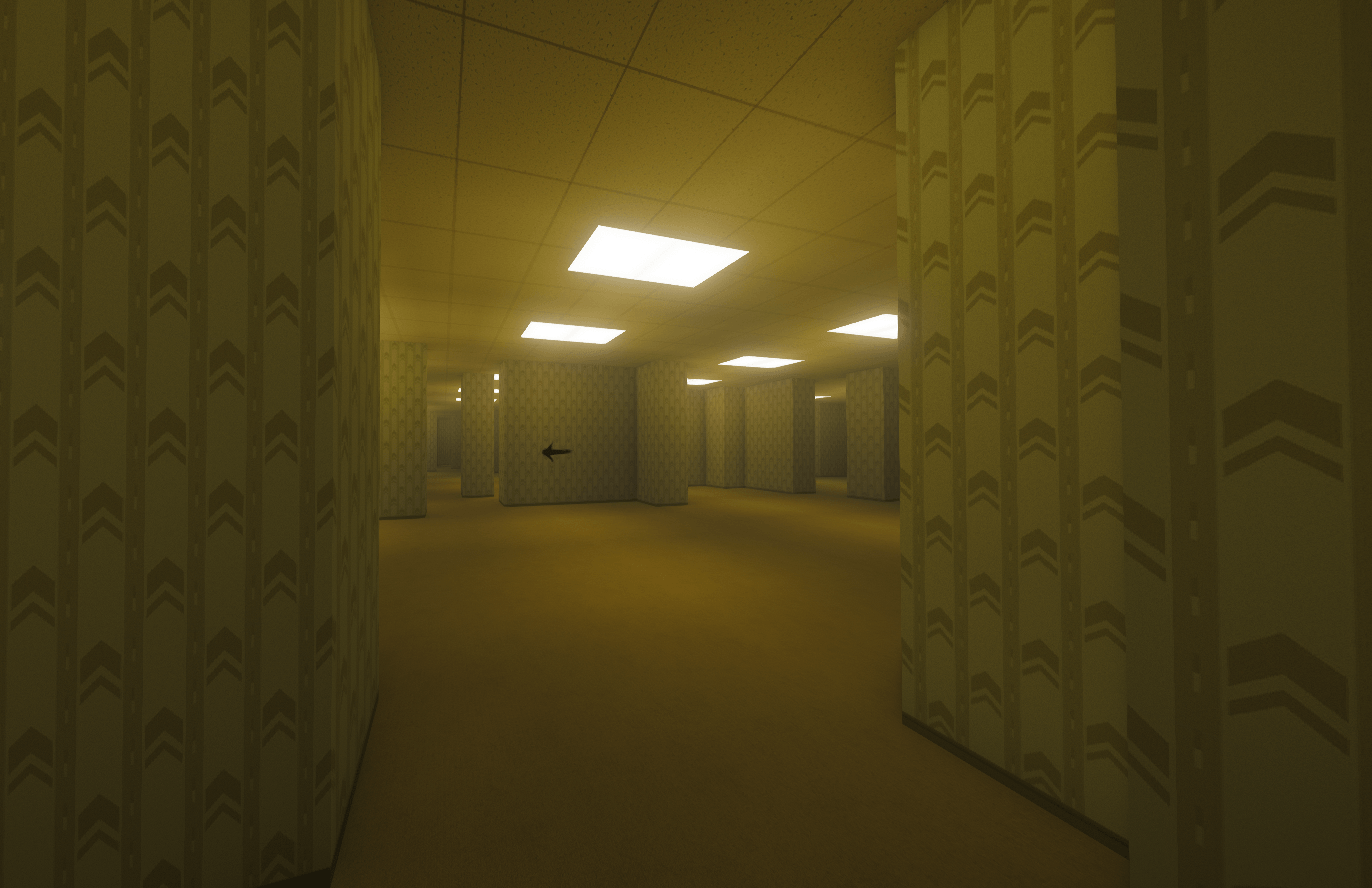 This screenshot was taken of an arrow I placed in an automatically generated backrooms maze (using commands). Taken with Complimentary Unbound shaders.